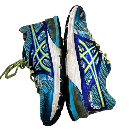ASICS Women's Blue/Green Gel T48q Bluelime Running Shoe/Sneaker-Size 6.5 - Picture 11 of 13